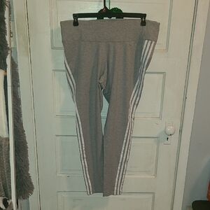 adidas Gray Leggings with White Triple Stripes
